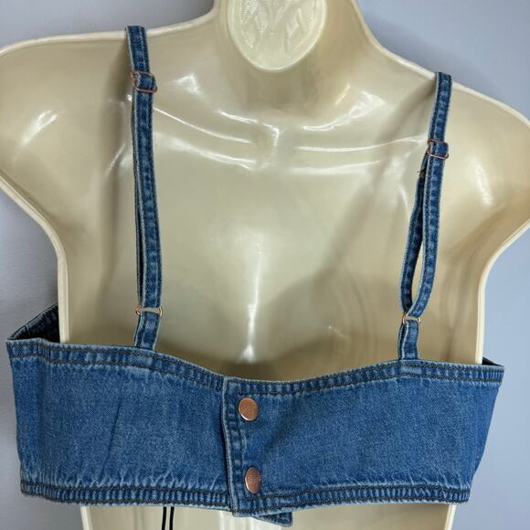 Wrangler + STAUD The Jean Cropped Denim Top Sexy Women's M New - Picture 9 of 15